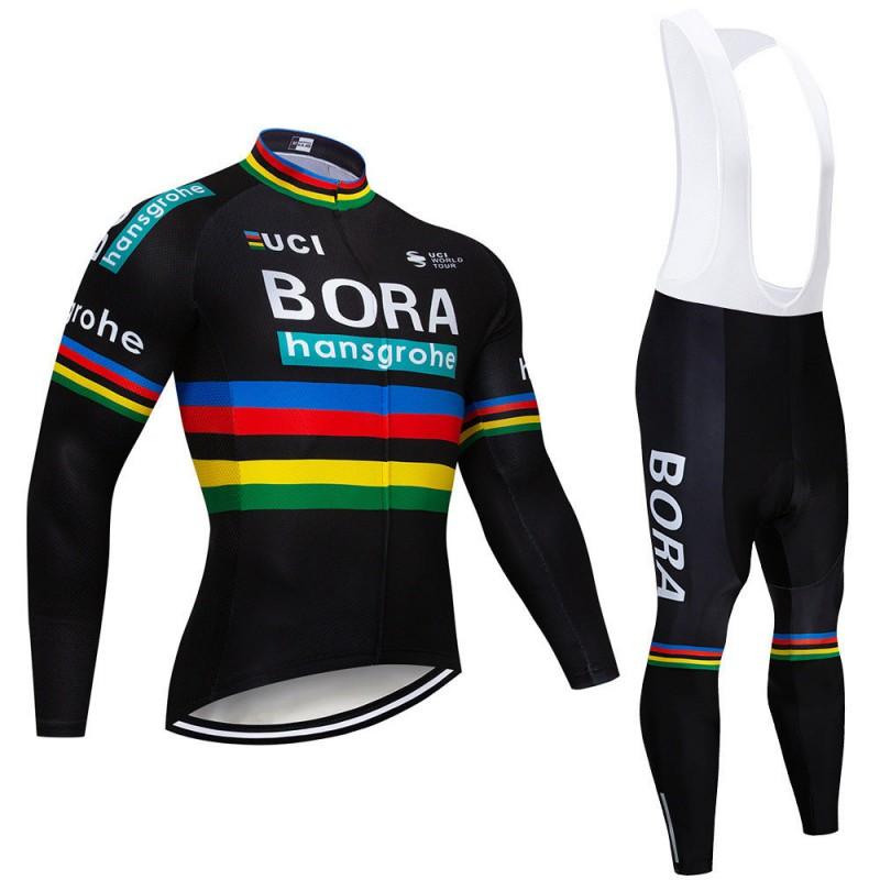 Unisex Long Sleeve Fleece-Lined Cycling Jersey Set Mountain Road Bikes Riding