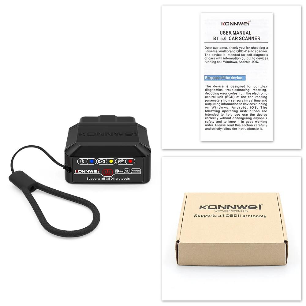 KONNWEI KW905 ELM327 V1.5 OBD2 Car Diagnostic Tool Code ReaderScanners Bluetooth 5.0 For Android/IOS ELM 327 OBD 2
