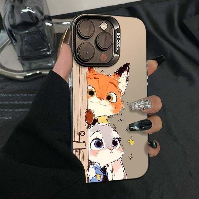 

Cross Judy Nick Silver Shell Cute Phone Case for Apple 17/16/15 Pro, 14 Pro Max, 13/12 iPhone 8