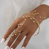 Vintage Exaggerated Leaf Bracelet Spiral Opening Adjustable Ring Set For Women Gold Color Metal Zircon Bangle Party Jewelry Gift
