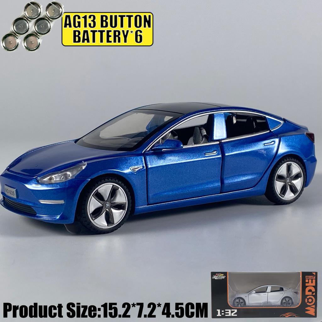1:32 Model 3 Mid-size Luxury Sedan Alloy Metal Diecast Model Car Simulation Miniature Holiday Present & Home Trendy Ornament Toy
