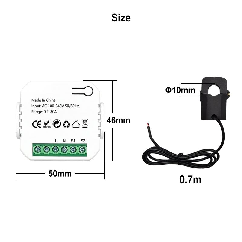 Electricity Meters With Clamp CT 0.2A-80A Monitor Simple