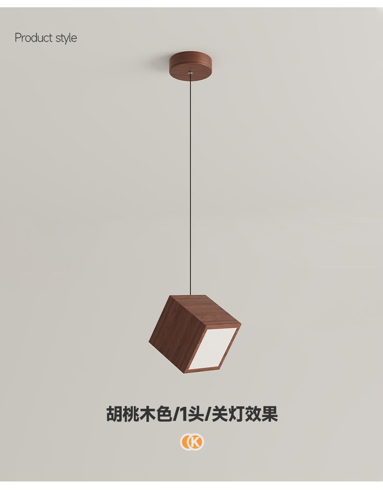 Nordic Square Pendant Light Wood Art Design Hanging Chandelier Living Room Decoration Bar Dining Table Lighting Fixtures