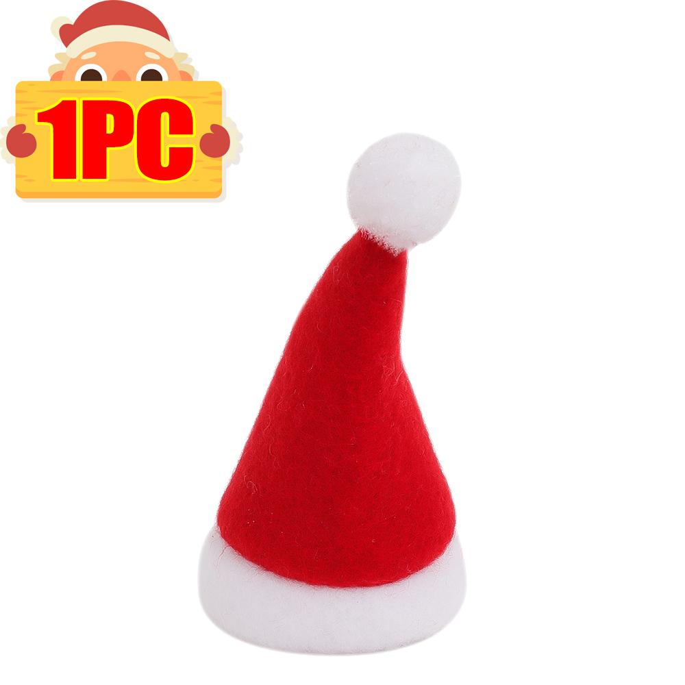 

Mini Santa Hat Non-Woven Fabric Lollipops Caps Wine Bottle Covers Christmas Bottles Holder Kitchen Tableware Dinner Decoration 7x4x1cm