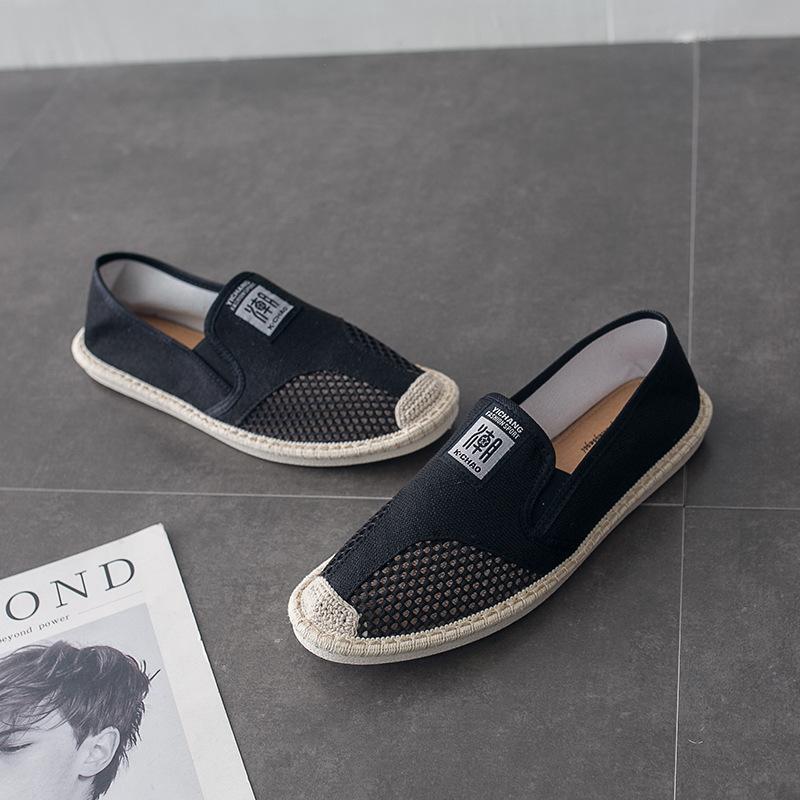 

Back mesh shoes men s summer breathable soft-soled casual board shoes men s fly-woven mesh shoes hollow mesh flat men s shoes 44