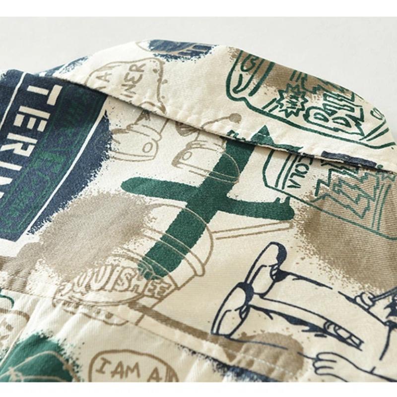 Summer Fashion Short Sleeve Printed Shirts Short Sleeve Men's Casual Shirt Youth Streetwear Funny Shirt Pure Cotton Men Tops