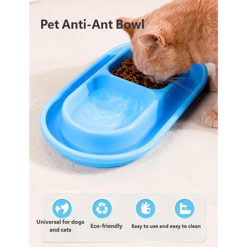 Ants Resistant Double Compartment Cats Feeders Bowl for Pet Food and Water Suitable for Indoor and Outdoor Use