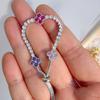 Gold Plated Clover  Pull Adjustable Bracelet Dainty  Flower Bangle Elegant Jewelry Gift For Women