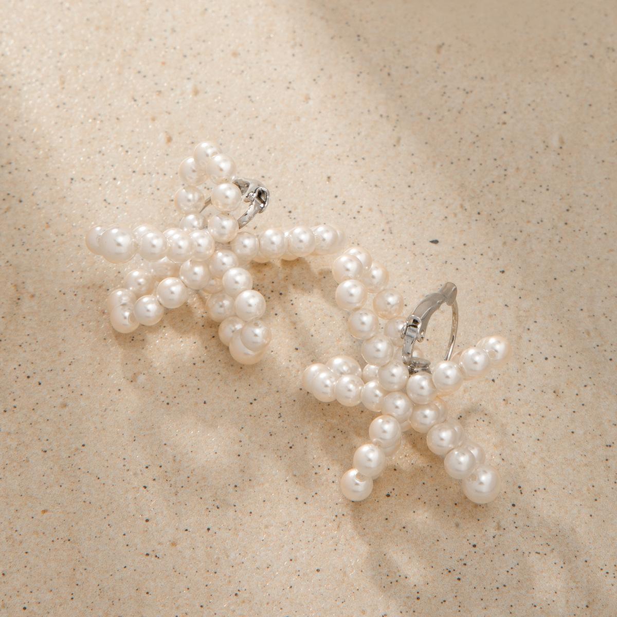 

INS стиль мода легкие роскошные серьги из латуни 18 карат с цветочным узором из бисера и жемчуга серебряный