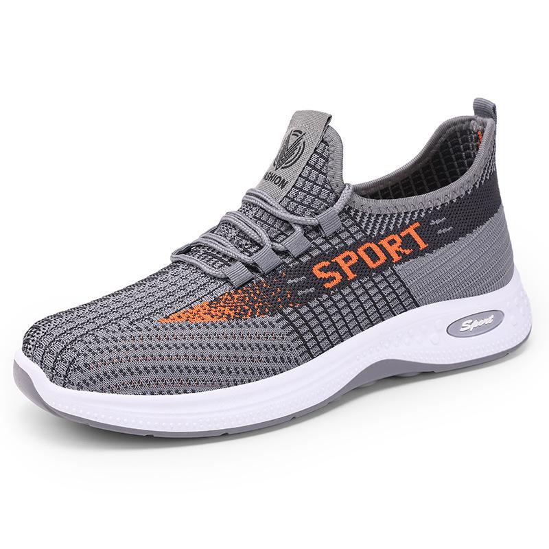 Men's shoes new comfortable sports shoes summer fly-woven mesh running shoes soft-soled shoes men's thick-soled lace-up single shoes