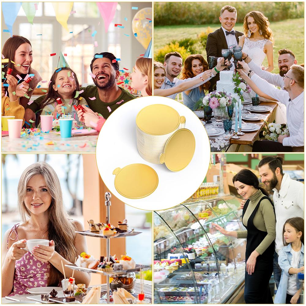 100/200PC Golden Cardboard Mousse Cake Base Round Cardboard Tray Pastry Dessert Display Mat Board Wedding Festival Cake Tool