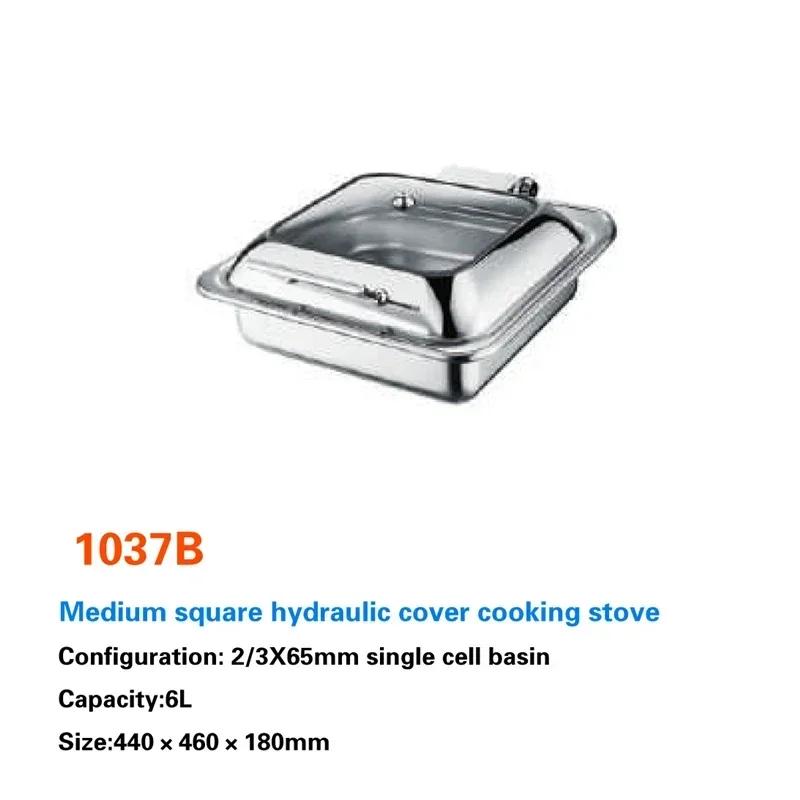 Buffet-Speisenwärmer Kommerzielles Buffet-Chaffing-Dish Luxus für Hotel Hydraulischer Buffetherd Hotpot Edelstahlgeschirr Royal