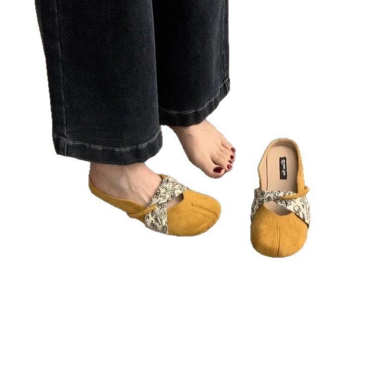 2025 Summer New Late Evening Breeze Gentle Heeless Lazy with Skirt French Bag Head Half Slippers Women's Summer Wear