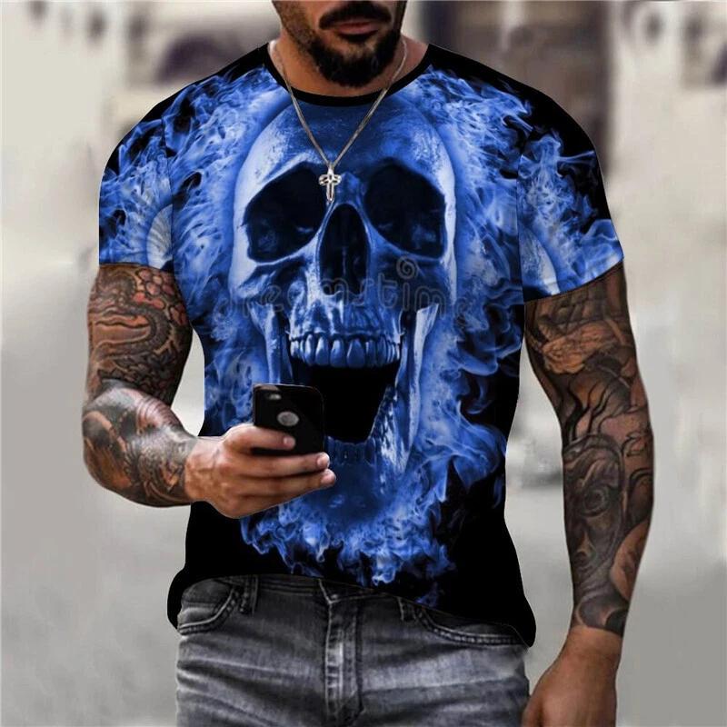 Skull Skull Streetwear T-Shirt Tee Punk Costumes Casual Polyester L