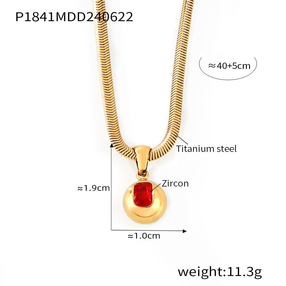 316L Stainless Steel Snake Bone Chain Necklace for Women Fashion Colorful Zircon Ball 18K Gold Plated Pendant Necklace Zircon