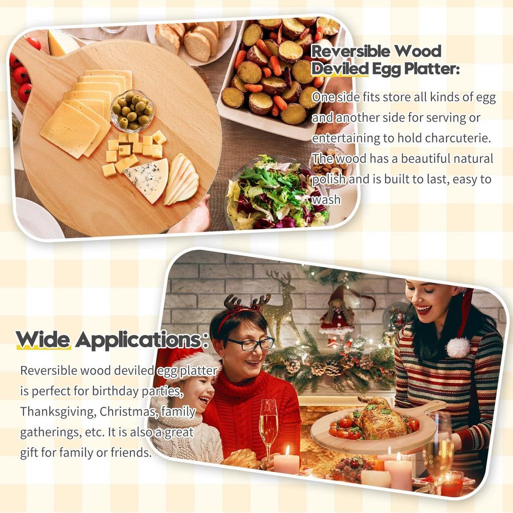 Wood Deviled Egg Tray Wooden Tray Creative Divided Egg Holder Egg Tray