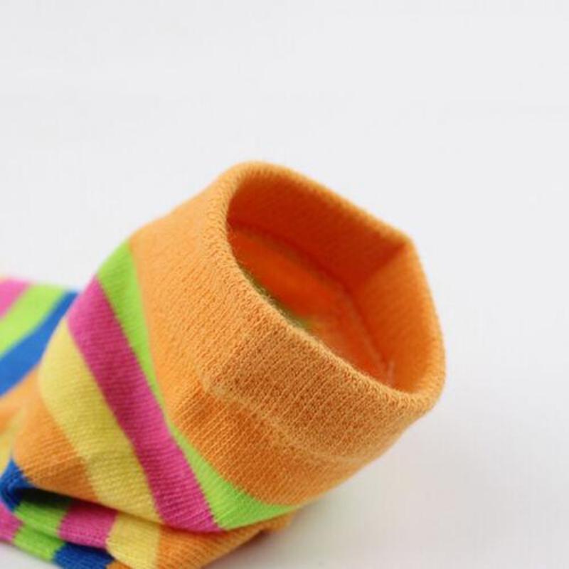 Calzini da Donna Ragazza Traspiranti a Cinque Dita Colorati a Righe in Cotone con Dita Separate ZPG