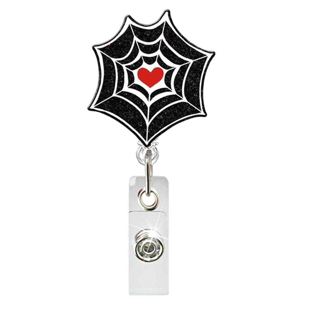 Halloween Badge Reel Bat Spider Web Ghost Pumpkin Retractable Id Badge Holder With 360 Rotating Alligator Clip Nurse Name Holder