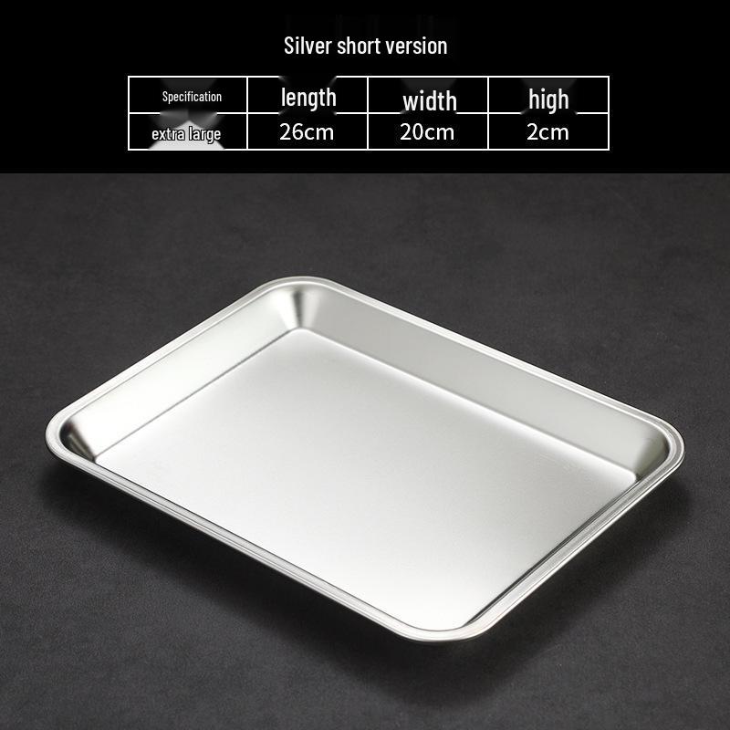 Korean Style Stainless Steel Square Golden Tray: Barbecue, Dumplings, Fast Food, Snacks, Hot Pot, Vegetables.