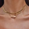18K gold with white diamonds movable rectangular pendant necklace