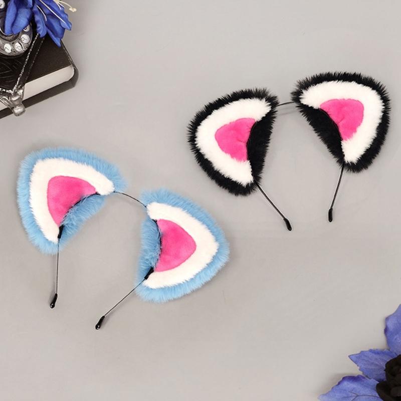 Handcraft Plush Tigers Ears Headband Faux Furs Tail for Halloween Cosplay Party Costume Accessories for Kids Adults