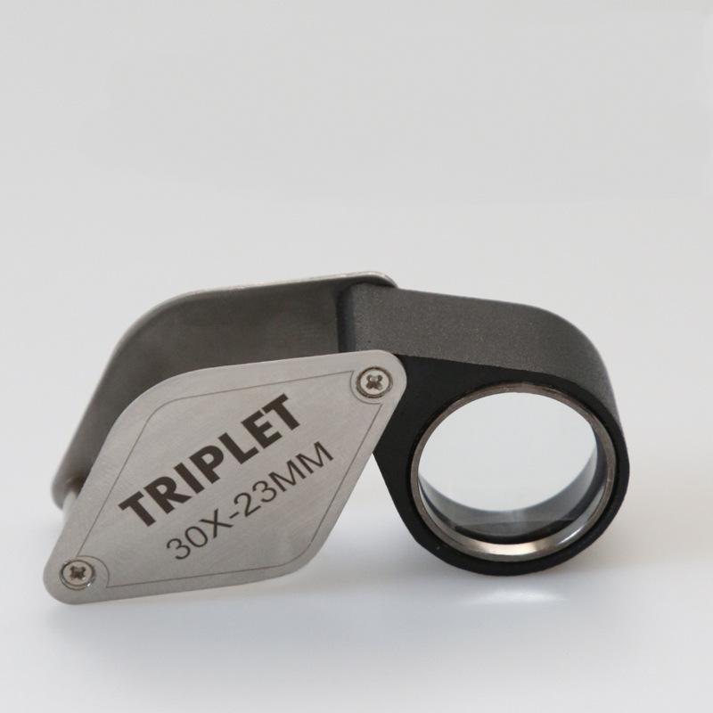 Double-Layer Lens Cultural Relic Identification Magnifying Glass Wire Drawing Process Portable Jewelry High-Power Loupe