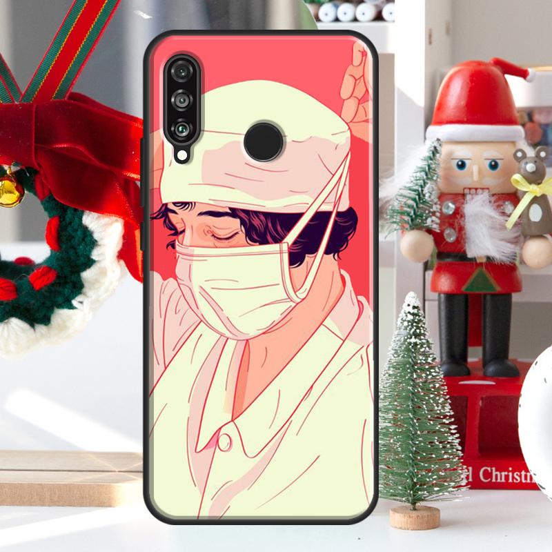 Cartoon Medicine Doctor Nurse For Huawei Nova 9 10 SE 11 Pro Y60 Y70 Y90 Y61 Y91 Y72 Y73 12i 11i 8i P20 P30 P40 Lite Case