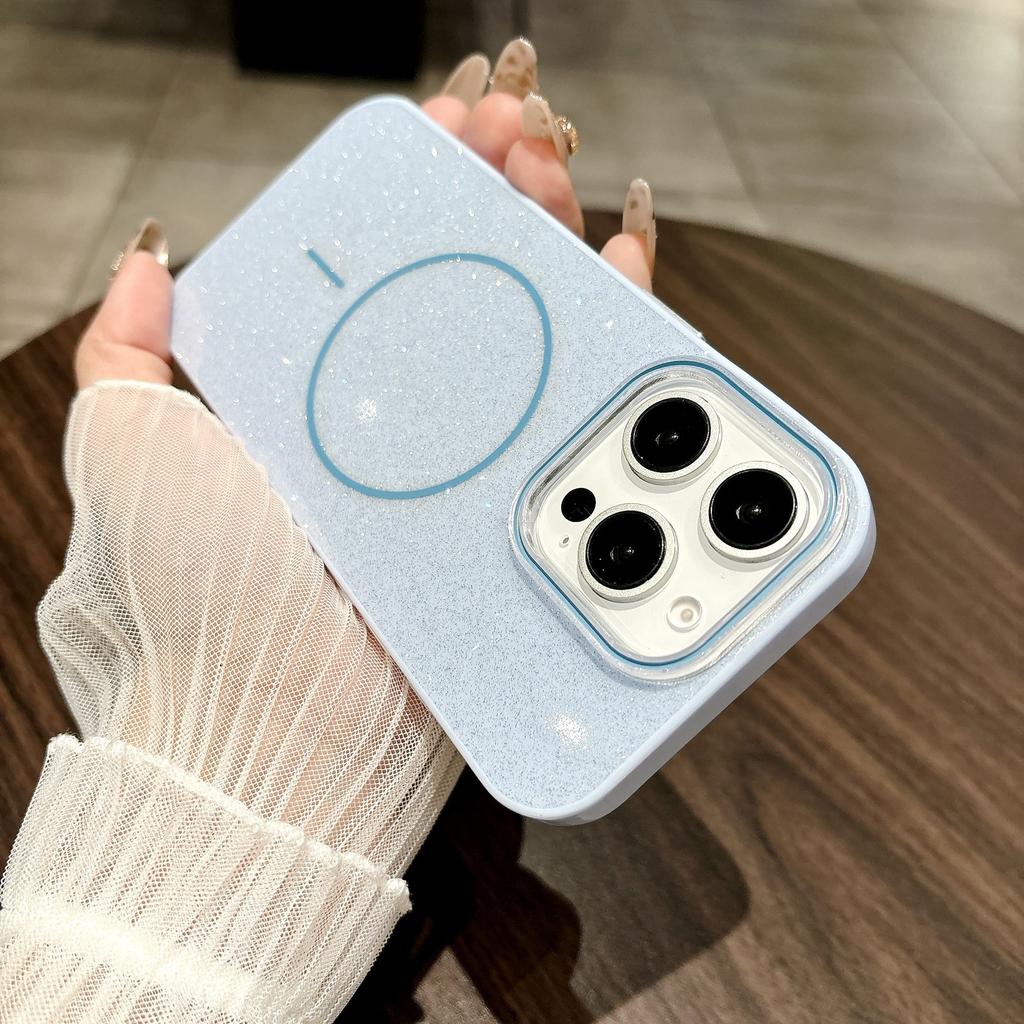 For IPhone16 New Thin Circle Magnetic Phone Case for Apple 15promax Starry Sky Glitter Protective Case