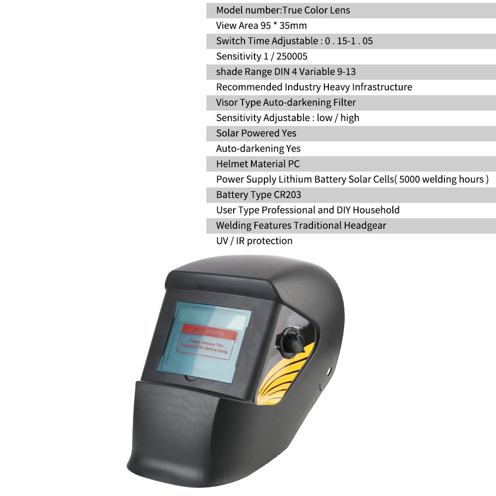 For Arc Weld Grind Cut Solar Power Welding Helmet Automatic Dimming Large View True Color Lens Auto Darkening Welder Mask Welding Mask