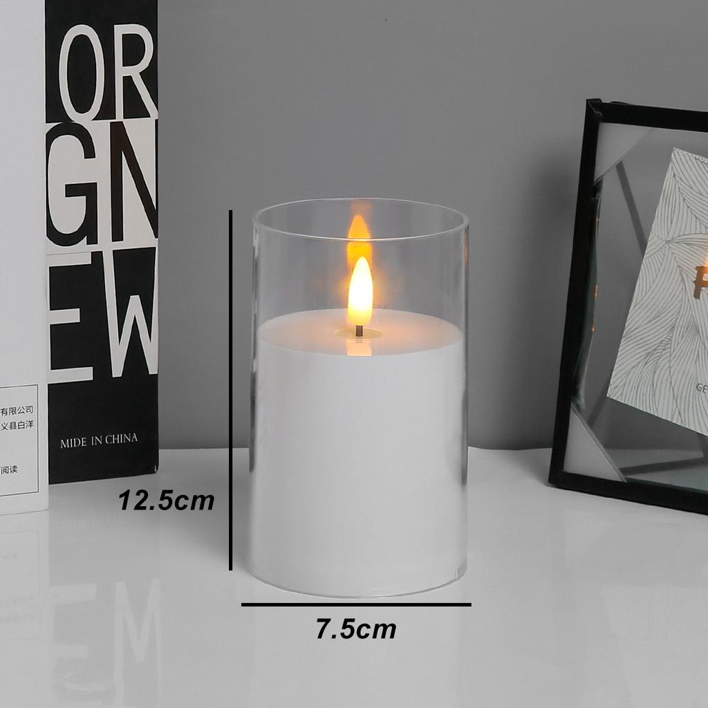 LED Electronic Candles Light Remote Control Timer Flicker Flameless Lamp Clear Acrylic Battery Powered Wedding Party Christmas