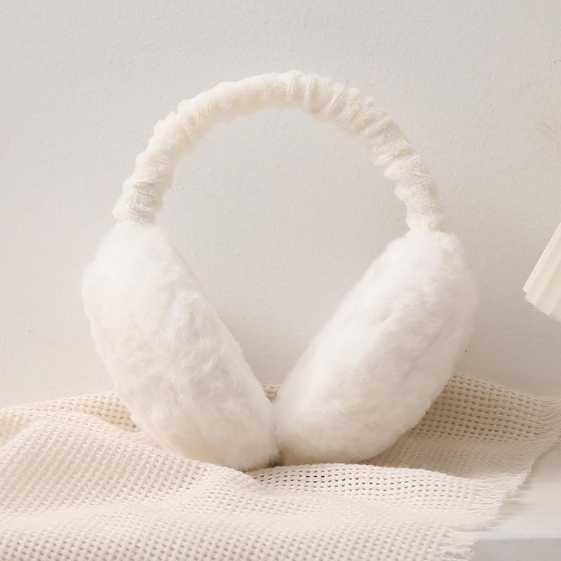 Foldable Plush Earmuffs: Cute, Solid Color, Warm, Cold-Proof for Men & Women.