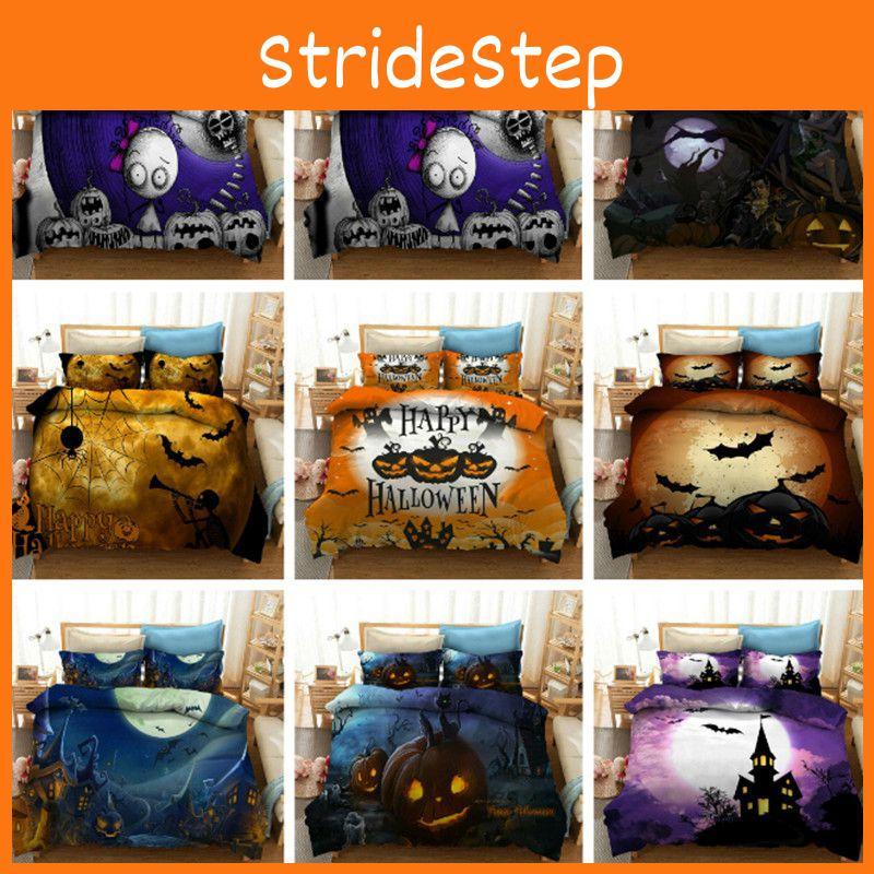 Festliches Halloween 3D Cartoon Bettwäsche-Set, das weichen Komfort mit Hexen- und Kürbis-Motiven bietet