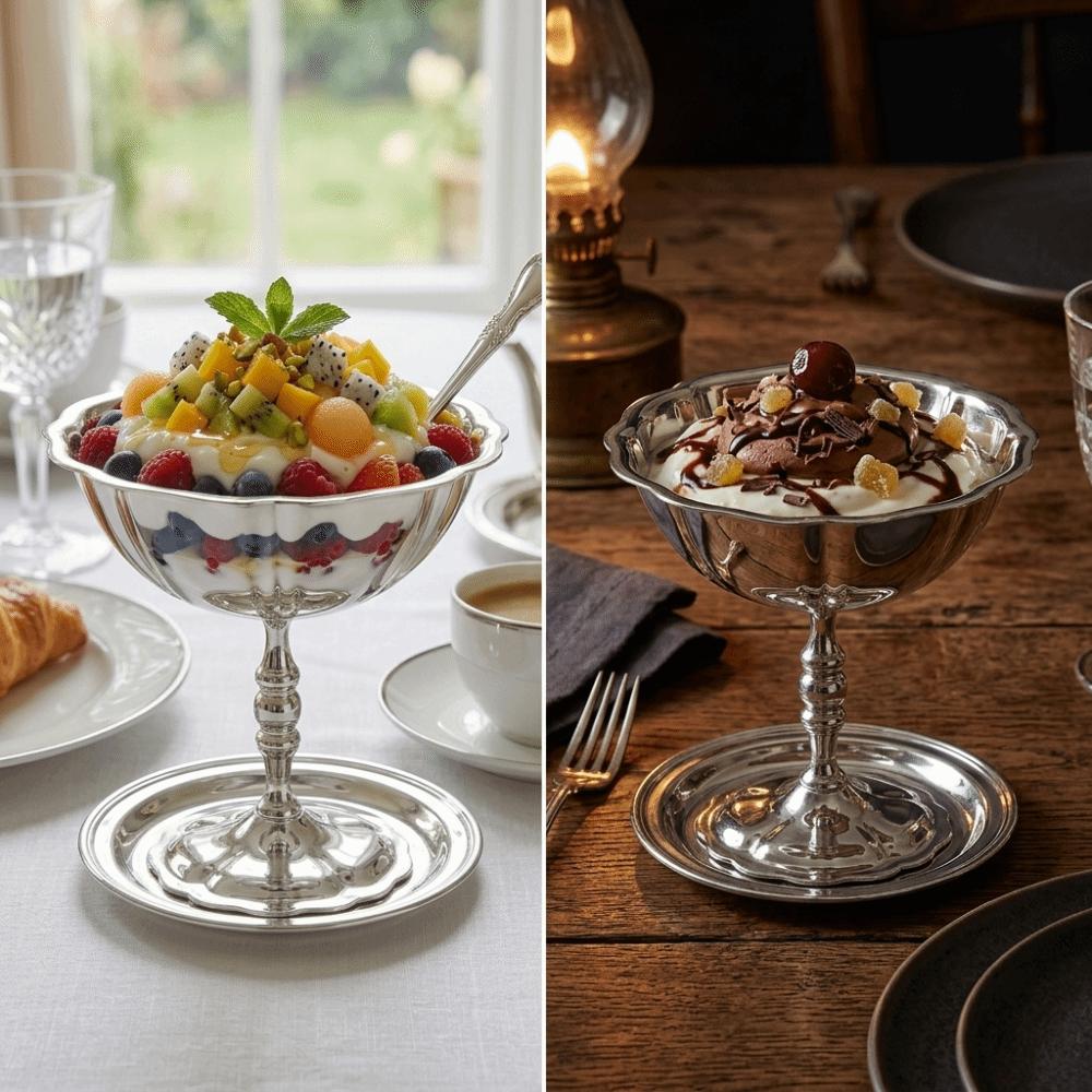 Double Layer Ice Cream Bowl Rustless Steel Snack Cup Durable Dessert Cup  Restaurant