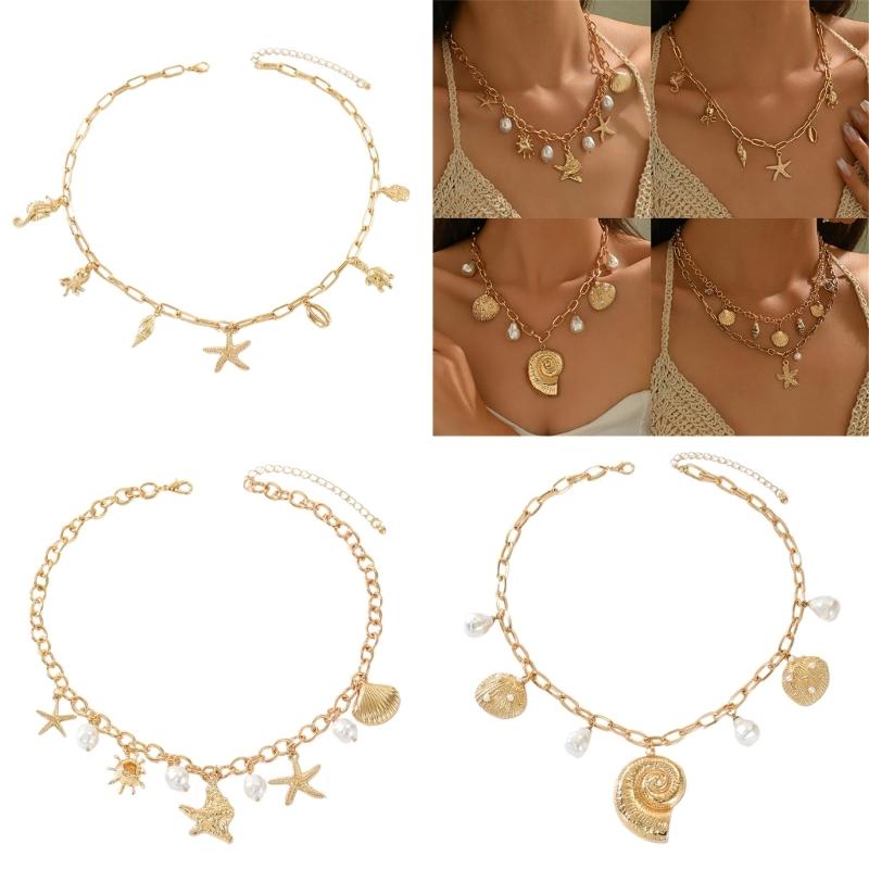 Böhmische Urlaubs-Halskette 5 Stiloptionen Raffinierte Zinklegierungs-Kette Strandparty-Schmuck Schlüsselbein-Halskette