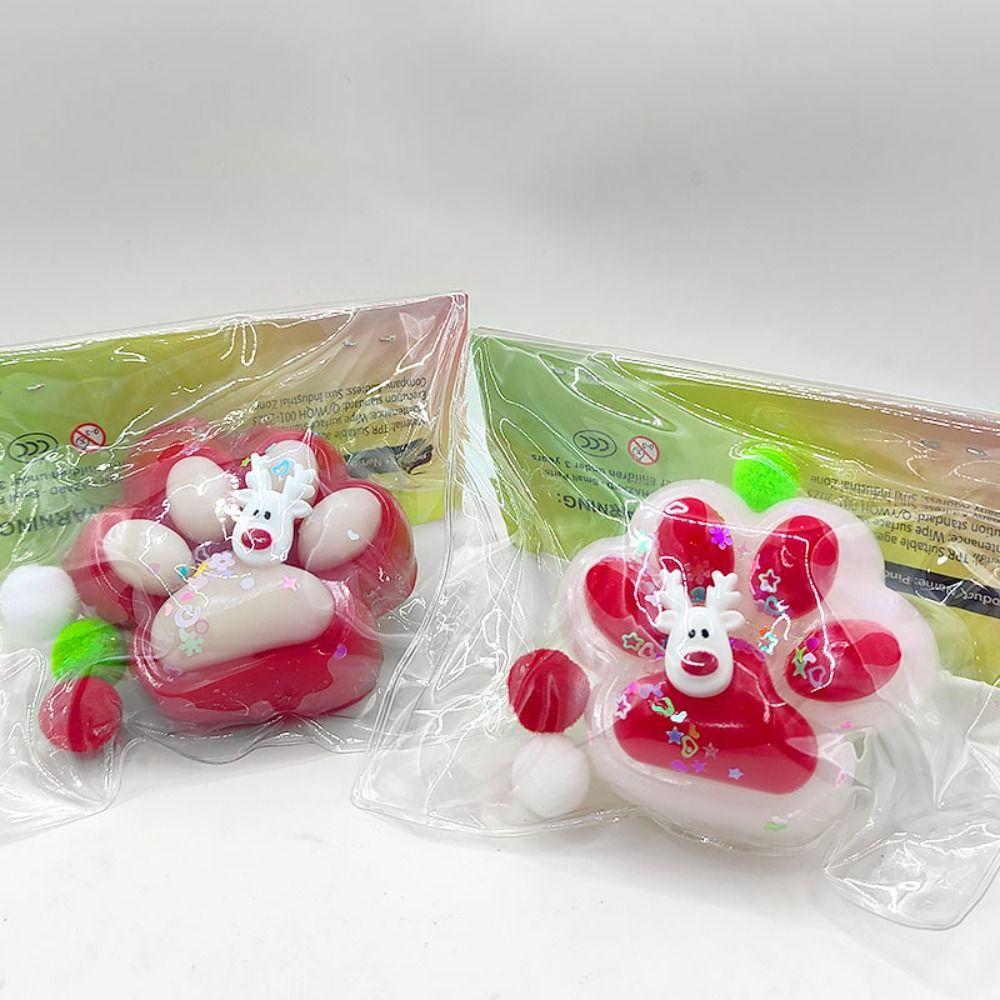 Kneading Cartoon Fidget Toy Slow Rebound Cat Paw Pinch Toy Christmas Cat Paw Squeeze Toys  Children