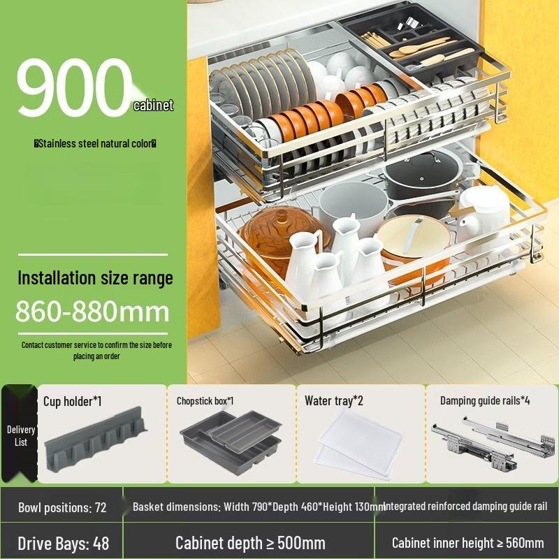 Handun Stainless Steel Pull-Out Dish Organizer