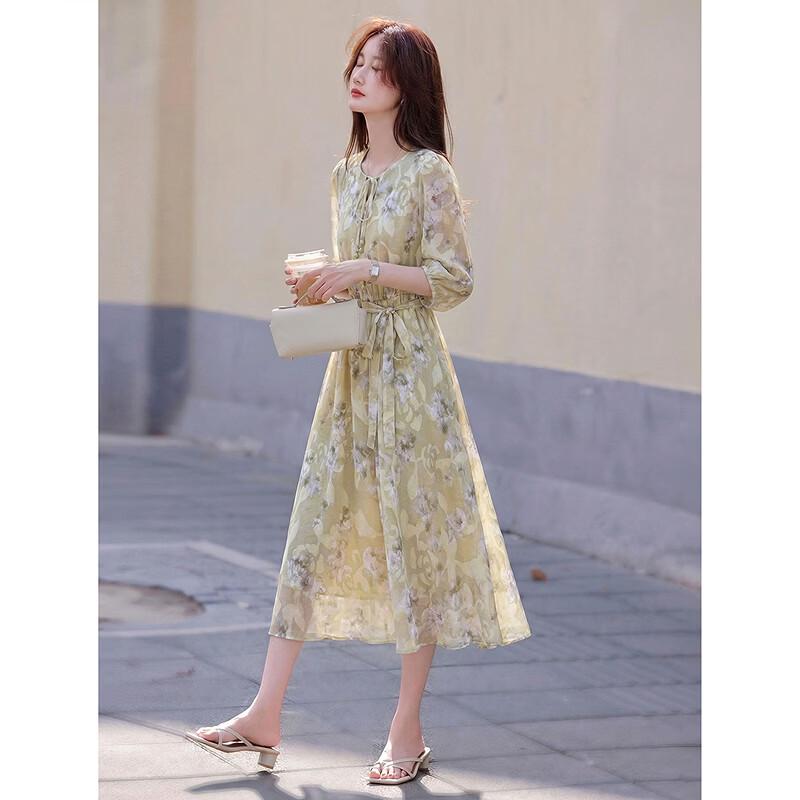 Awakening Paradise French Floral Belted Midi Dress
