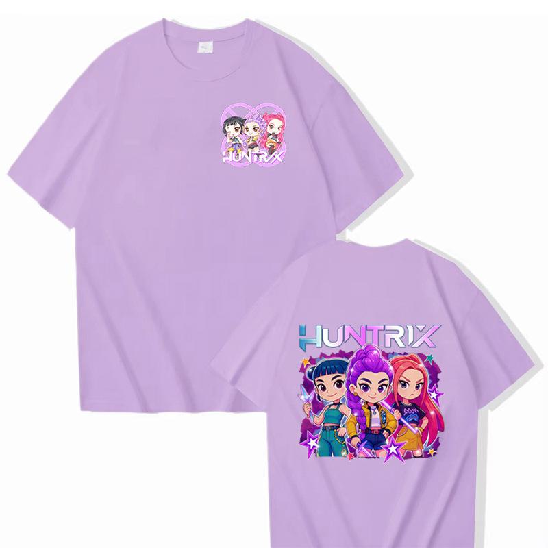 Movie KPop Demon Hunters Rumi Mira Zoey Derpy Tiger Double Sided Print T-shirts Men Women Fashion Casual T Shirt 16 Colors