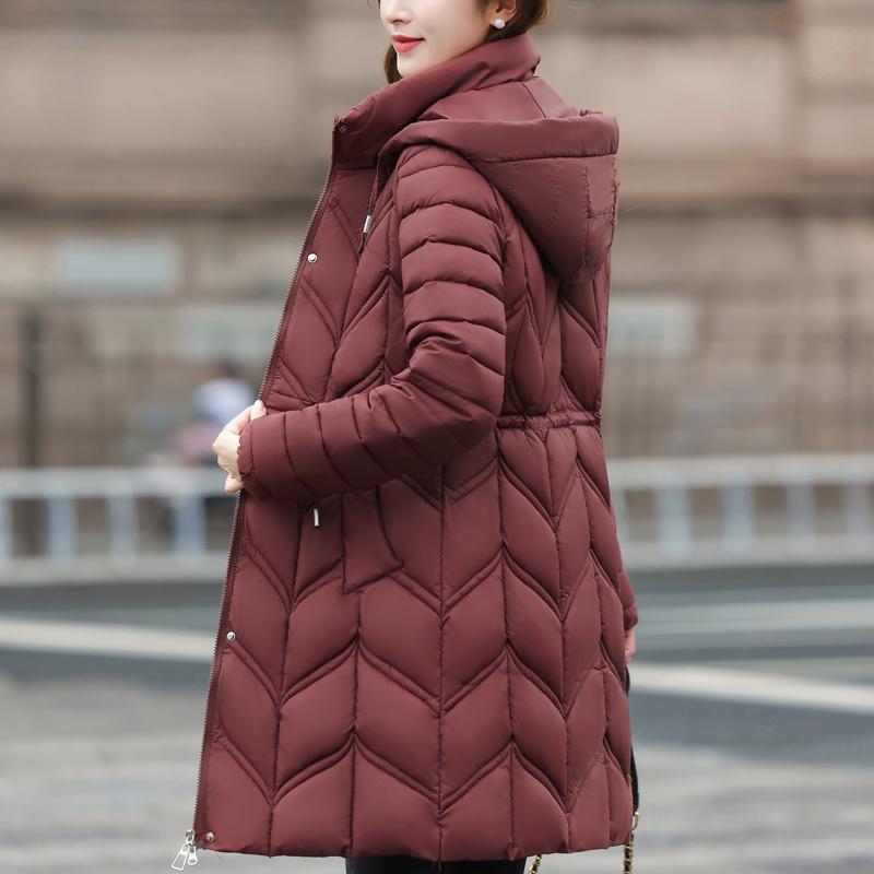 Elegantní zimní kabáty pro ženy středního věku s kapucí, slim, ležérní, silné, teplé, dlouhé parky, dámské bundy