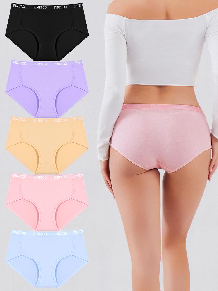 5Pcs/Set Women's Cotton Briefs Letter Belt Panties Seamless High Waist Breathable Underwear Female Stretch Comfortable Lingerie