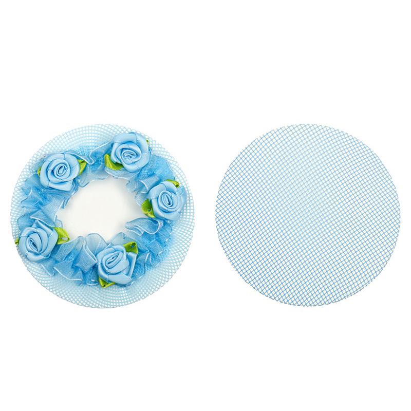 

1 шт., кавайные полосатые волосы, кружевная булочка, повязка для волос, сетка для волос, цветок, милые многоразовые балетки для девочек синий