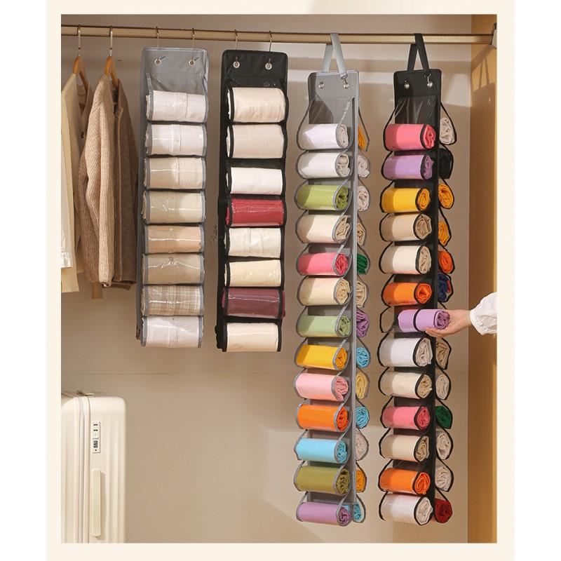 Multi-Compartment Hanging Organizer Dorm Bathroom Closet Waterproof Nonwoven Storage Bag With 16/24 Grids Gray Or Black