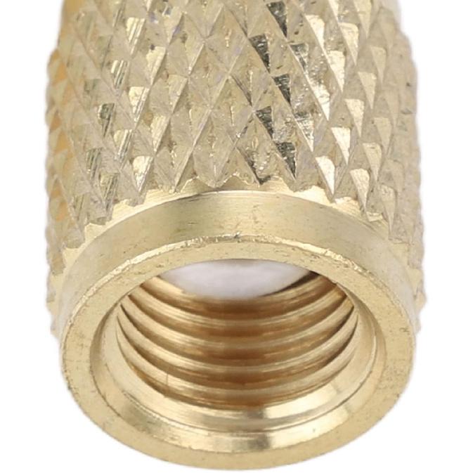 2-Piece Brass Quick Coupler Tee Adapter, 1/4 Inch SAE FFL with MFL, Refrigerant Adapter for R22 R12 R134, Vacuum Pump Manifold with Valve Core