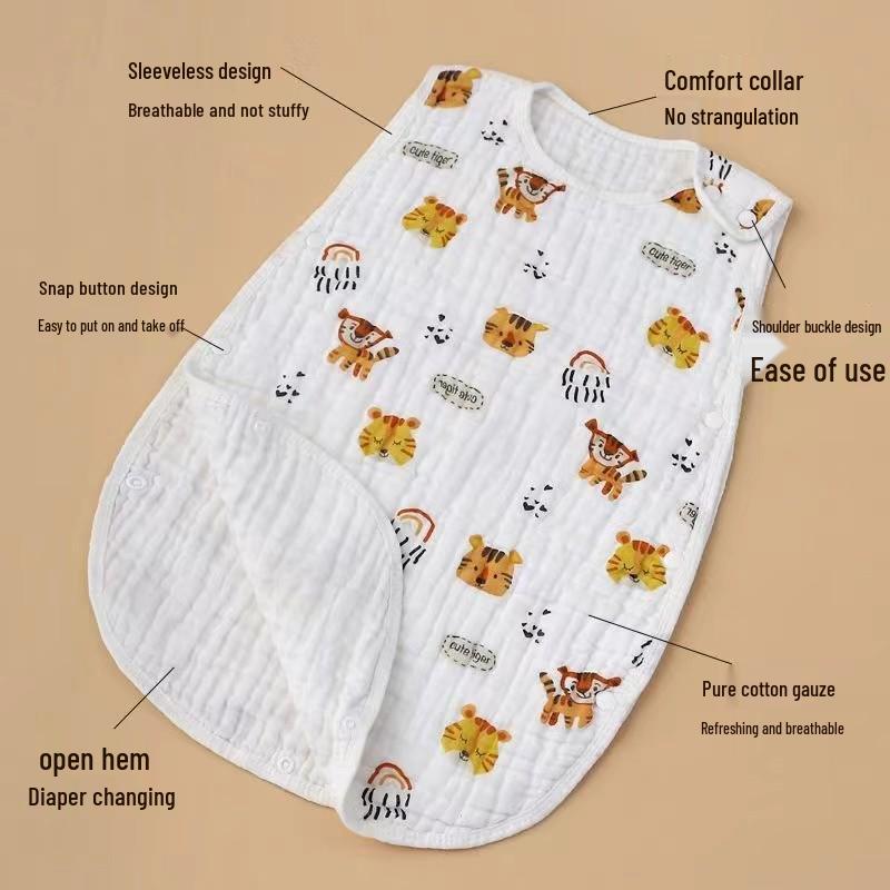 Pure Cotton Sleeveless Baby Sleeping Bag - Summer Thin Anti-Kick Vest for Newborns and Children
