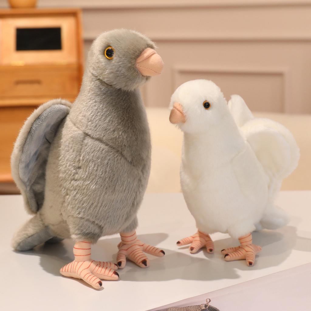 Simulation Pigeon Plush Toy Cute Lifelike Birds Peace Dove Stuffed Baby Doll Room Decor Children Birthday Gifts for Bird Lovers