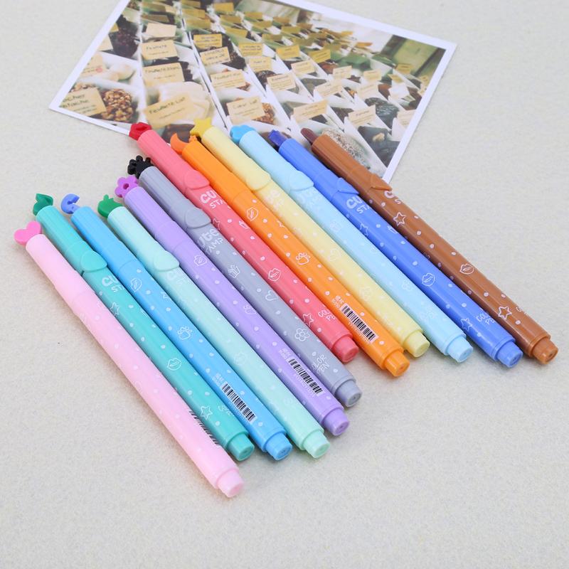 3Pcs School Supplies Creative Cute Colorful Kawaii Stamp Highlighter Marker Pen