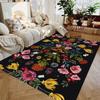 Modern Art Floral Area Rug – Black White Non-Slip Floor Mat, Indoor Carpet for Living Room Entryway Decor