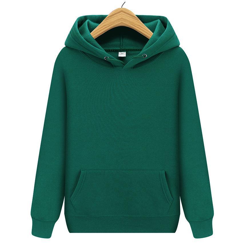 Men Unisex Solid Color Women Hoodie with Front Pocket for Spring and Autumn