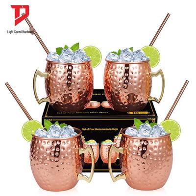Edelstahl Moscow Mule Cocktail Set – Gehämmertes Design Bar-Glaswaren