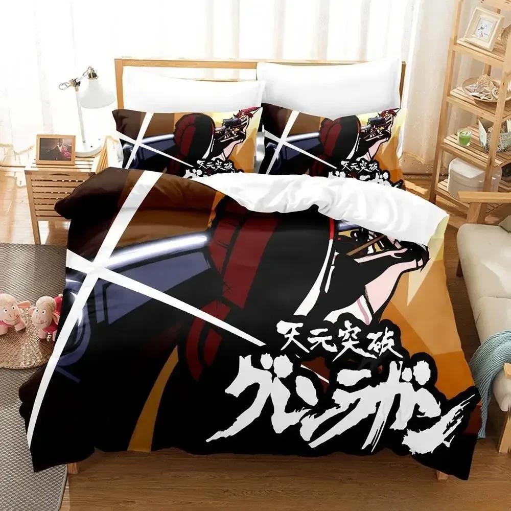 Tengen Toppa Gurren Lagann Bedding Set Single Twin Printed With Pillowcase Duvet Cover Soft Single Double Queen Super King Size
